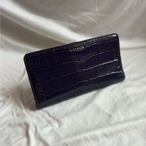 Coach Long Zip Around Dark Purple-Crocodile Wallet